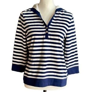 Lauren Active Ralph‎ Lauren Striped Nautical Hoodie Navy White Womens Size M